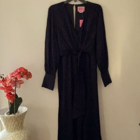KATE SPADE NWT TIE FRONT JUMPSUIT BLACK SIZE 6 - Picture 7 of 13